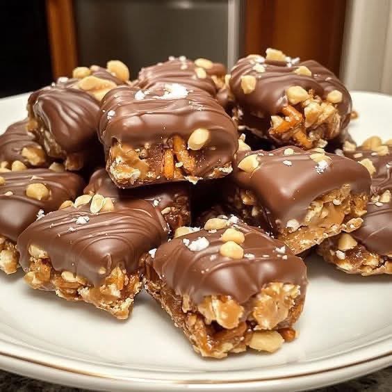 No-Bake peanut butter pretzels cluster