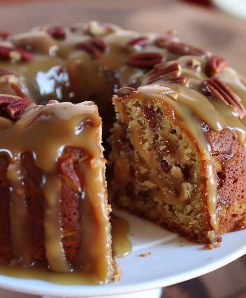 Apple Pecan Cake with Caramel Glaze img 0489