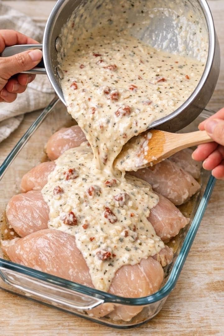 Creamy Sun-Dried Tomato Pour-Over Baked Chicken: A One-Pan Wonder Creamy Sun-Dried Tomato Pour-Over Baked Chicken: A One-Pan Wonder