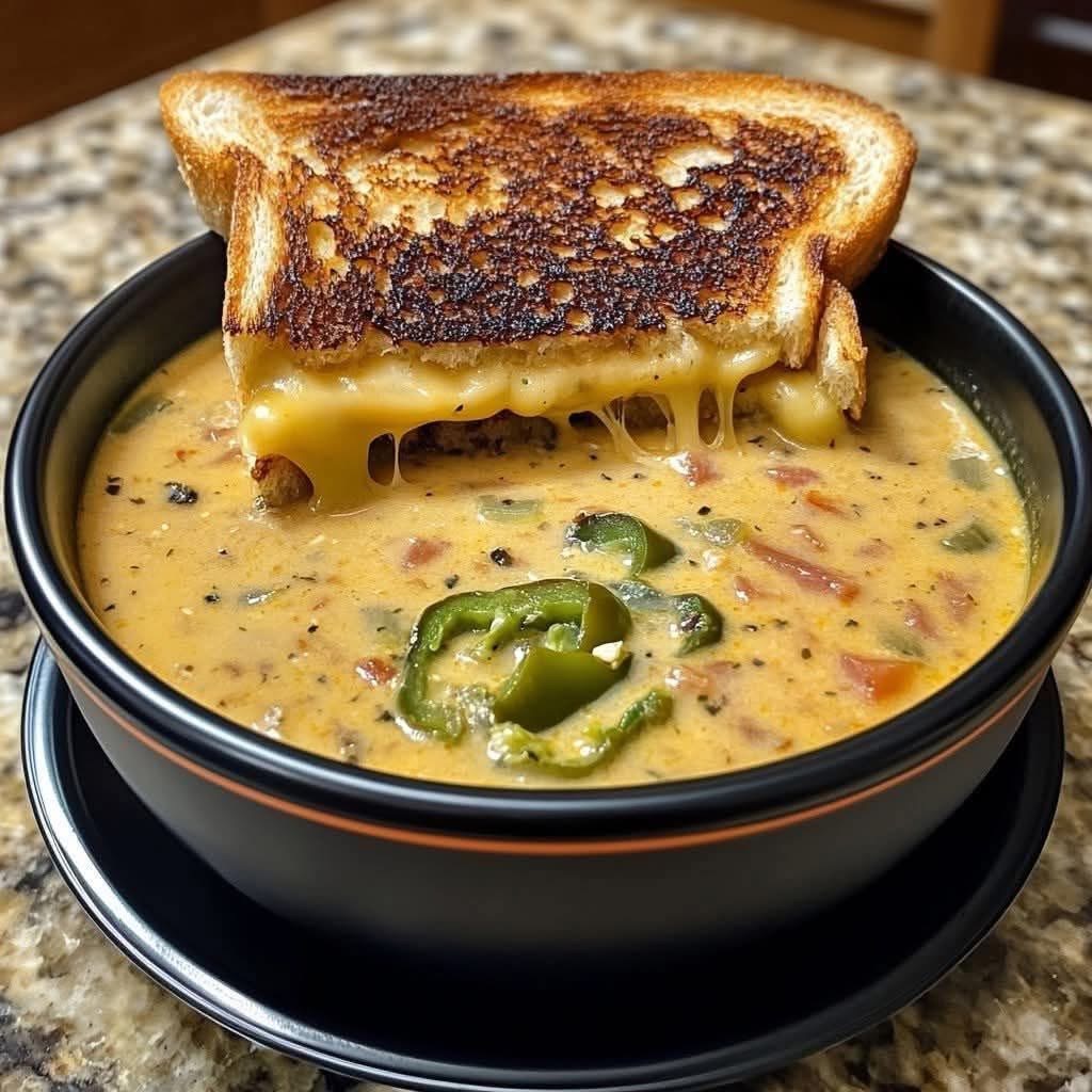Spicy Jalapeño Popper Soup with Grilled Cheese Dippers img 0765