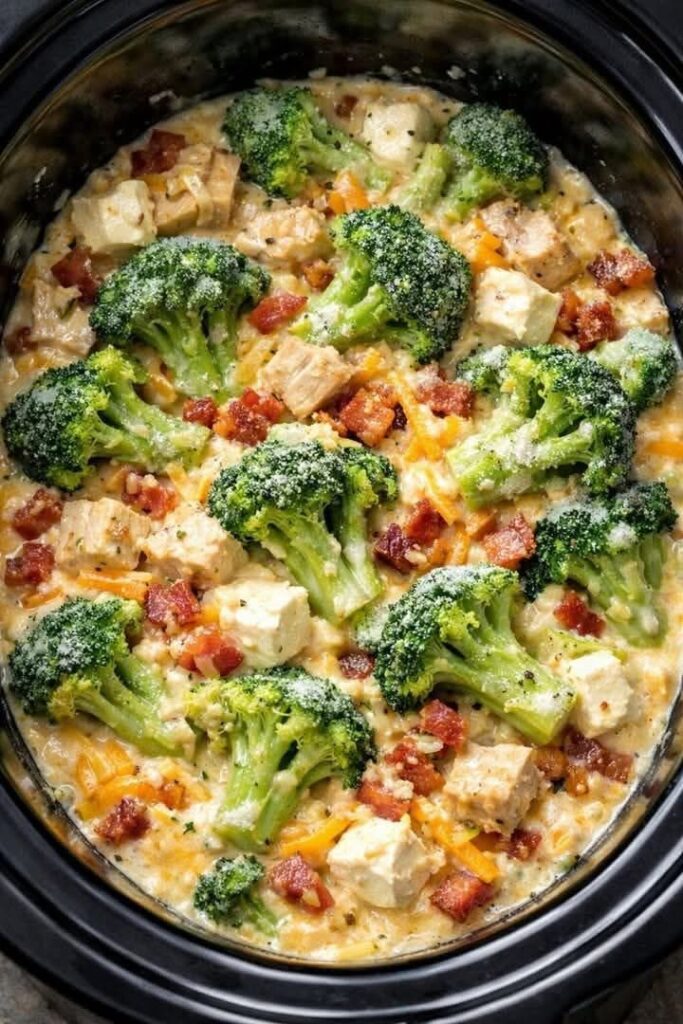 6-Ingredient Slow Cooker Cheesy Chicken & Broccoli img 0797