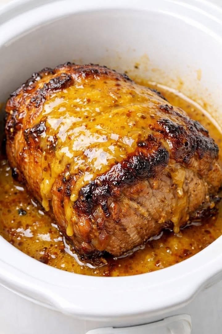 Slow Cooker 4-Ingredient Honey Mustard Pork Roast