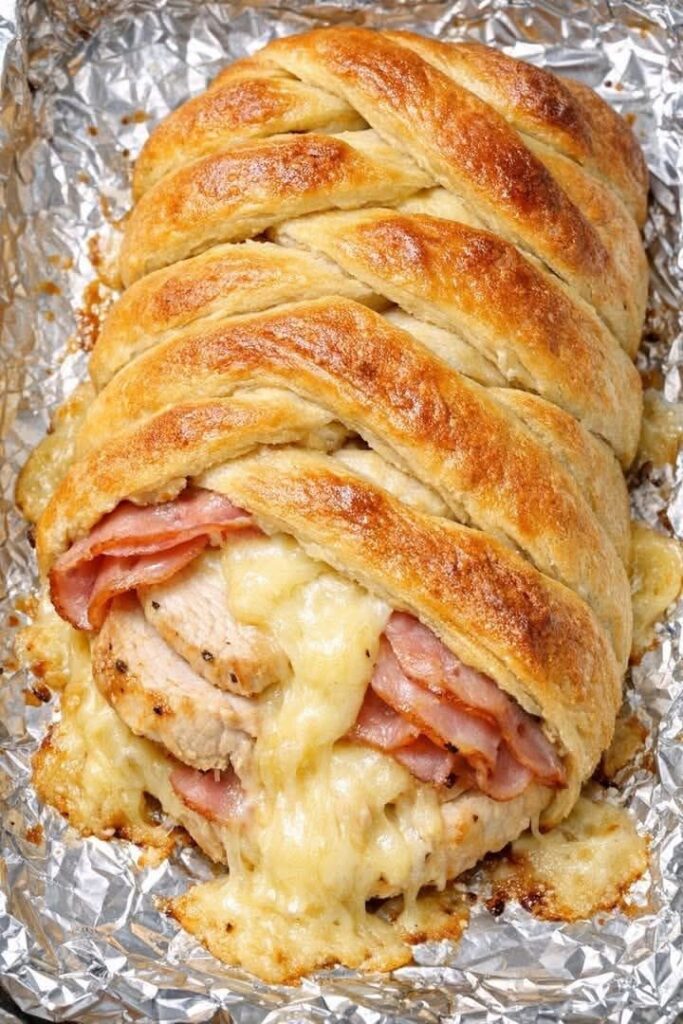 4-Ingredient Chicken Cordon Bleu Crescent Braid img 0906