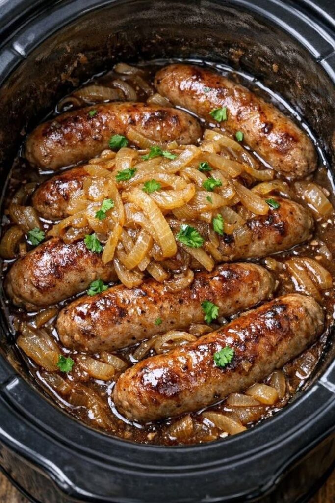 Slow Cooker 4-Ingredient Bangers and Onions: A Simple British Pub Favorite at Home img 0968