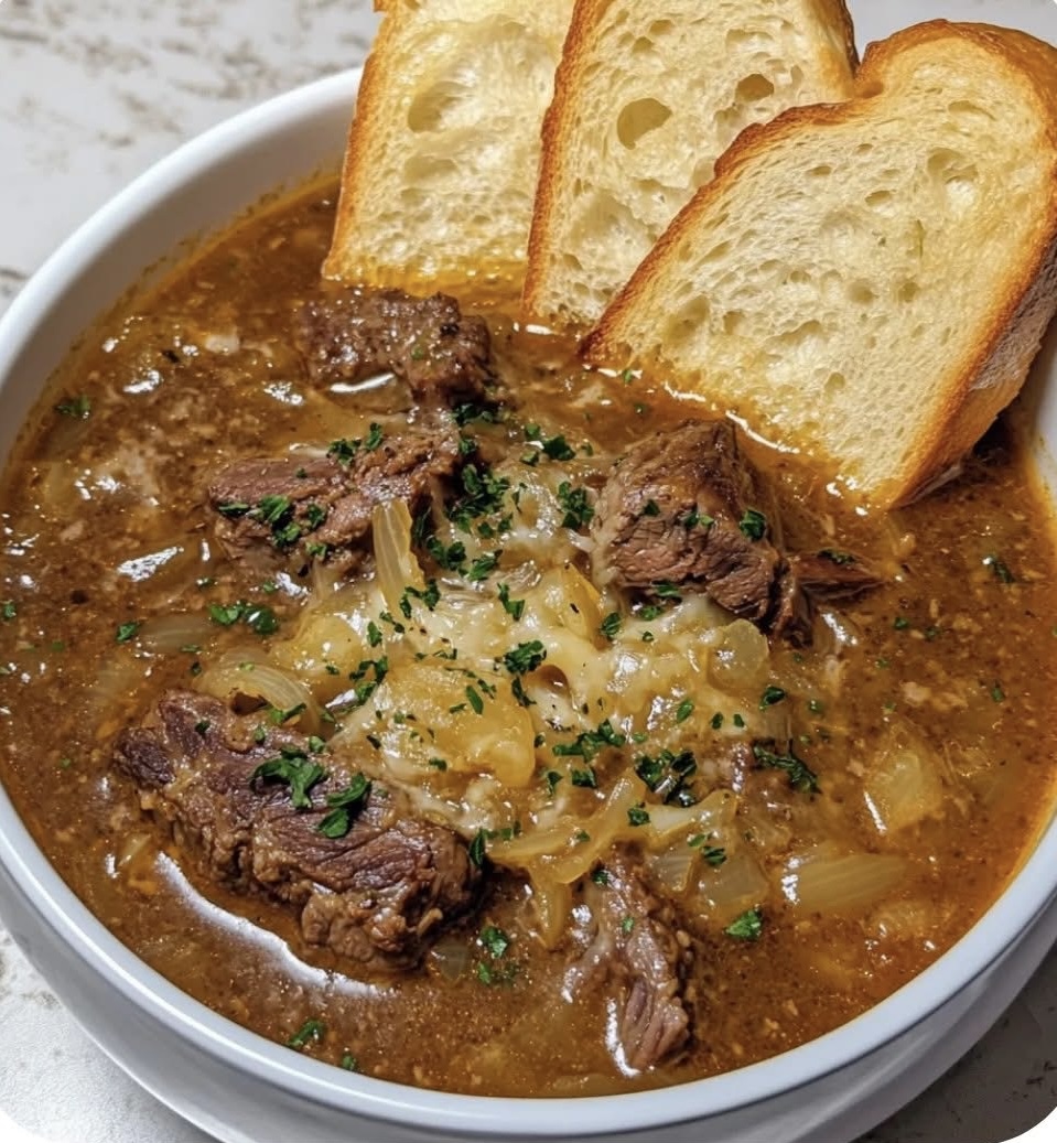 French Onion Beef Short Rib Soup