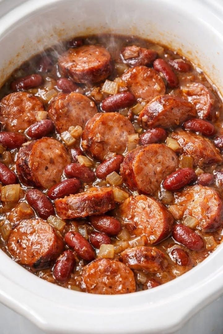Slow Cooker 4-Ingredient Sausage and Beans 