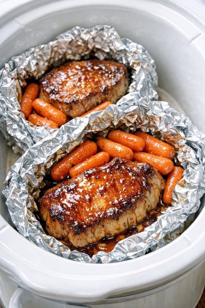 Slow Cooker 4-Ingredient Foil Packet Honey Pork Chops: The Easiest Dinner You’ll Forget You Made